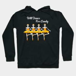 Will Dance for Candy Dancing Skeleton Halloween Squad Girl Hoodie